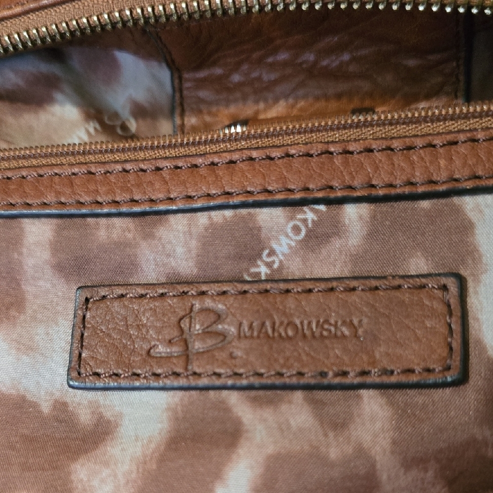 B. Makowski Brown Leather Crossbody Hobo Bag - Picture 10 of 11